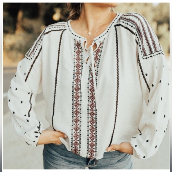 CJLA “Ivy” Embroidered Boho Blouse, size Lg - Picture 7 of 8